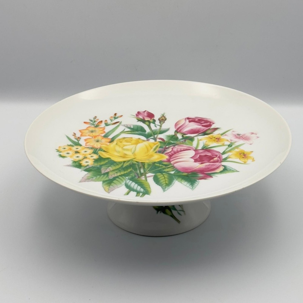 Dessert Time Yellow Roses Flowers Cake plate Stafford Fine Porcelain